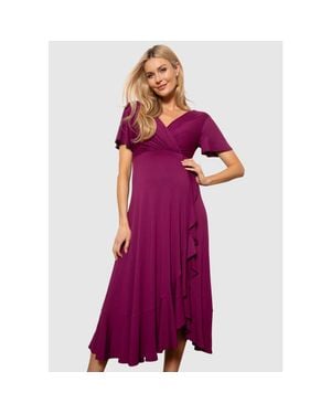 Tiffany Rose Maternity Waterfall Midi Maternity Dress - Purple