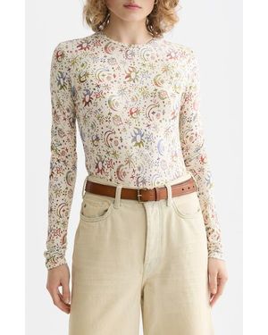 Scotch & Soda Print Long Sleeve T-Shirt - Natural