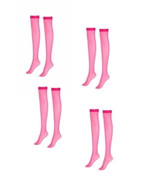 LECHERY 6-Pack Glossy Sheer Fashion Socks - Pink