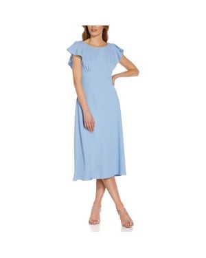 Adrianna Papell Flutter Sleeve Divine Crepe Midi Dress - Blue