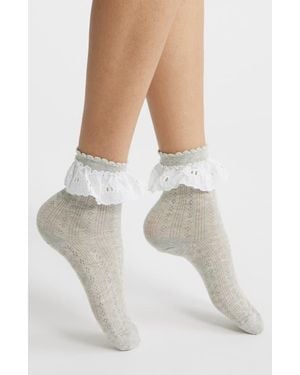 High Heel Jungle Bobby Lace Ankle Socks - White
