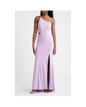 Jump Apparel One-Shoulder Side Cutout Gown - Purple