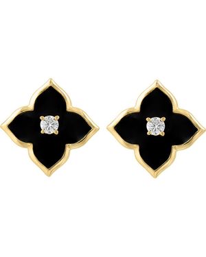 Effy 14K Diamond & Onyx Motif Stud Earrings - Black