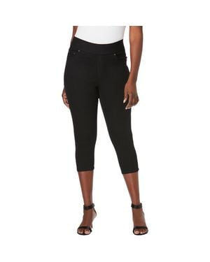 Jessica London Comfort Waist Stretch Denim Capris - Black