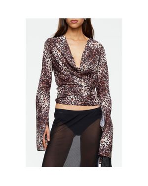 Lioness Daze Cowl Neck Crop Top - Black