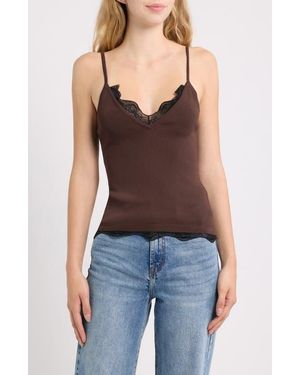 DELUC Television Lace Trim Camisole - Brown