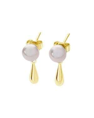 Lucy Quartermaine Royal Pearl Earrings - Metallic