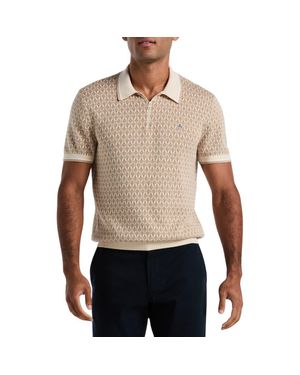 Original Penguin Geo Pattern Cotton & Modal Zip Polo Sweater - Black
