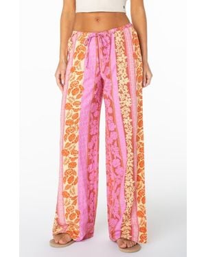 Roxy Iyla 2 Printed Wide Leg Drawstring Pants - Red