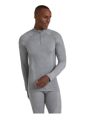 FALKE Wool Tech Zip Base Layer Top - Gray