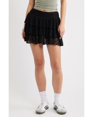 BP. Lace Tiered Mini Skort - Black