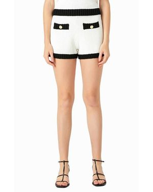 Endless Rose Contrast Trim Knit Shorts - Black