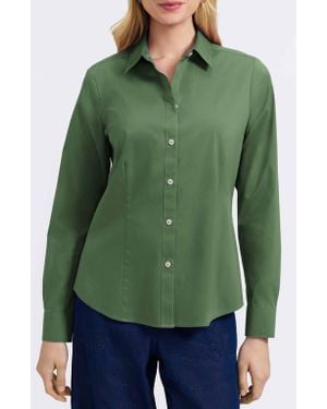 Foxcroft June Stretch Cotton Blend Button-Up Shirt - Green