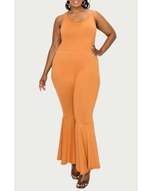 L I V D Jalda Stretch Flare Tank Jumpsuit - Orange