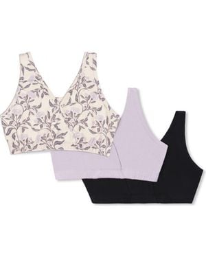 Everly Grey Paisley During & After 3-Piece Maternity/Nursing Sleep Bras - White