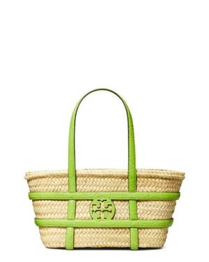 Tory Burch Ella Small Straw Basket Tote - Green
