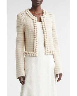 St. John Helen Cotton Blend Crochet Jacket - Natural