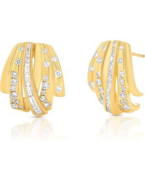 Sara Weinstock Papua Diamond Crossover Earrings - Metallic