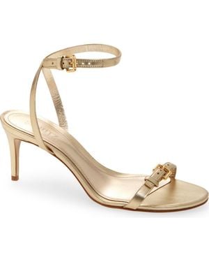 SCHUTZ SHOES Aurora Mid Ankle Strap Sandal - Metallic
