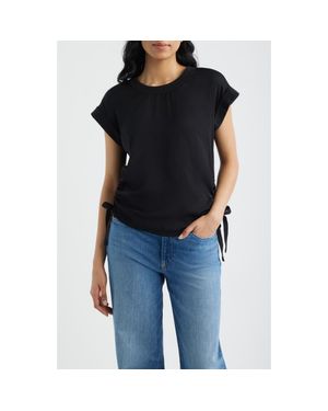 City Blues Mixed Media Drawstring T-Shirt - Black