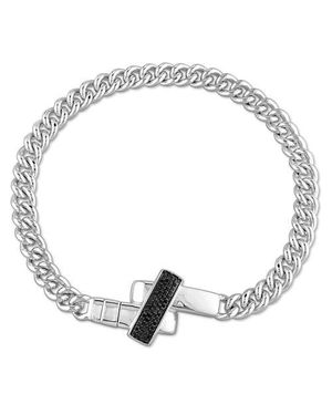 Julianna B Diamond Crossover Motif Curb-Link Chain Bracelet - Metallic