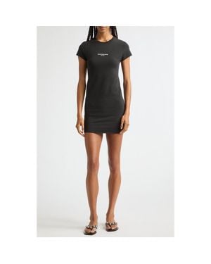 Alexander Wang Fitted Rib Stretch Cotton T-Shirt Minidress - Black