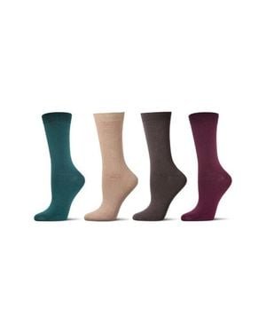 Memoi Assorted 4-Pack Crew Socks - White