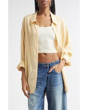 R13 Stripe Button-Up Shirt - Blue