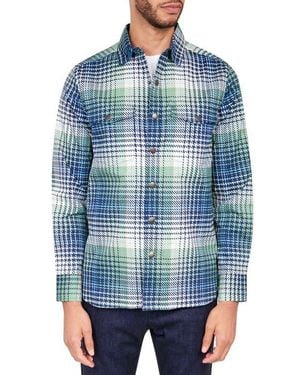 Brooklyn Brigade Slim Plaid Cotton Stretch Shirt Jacket - Blue