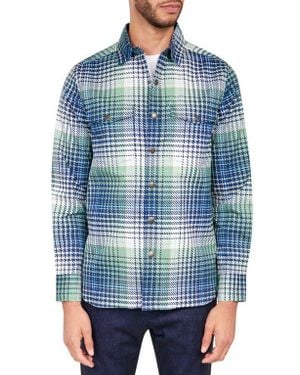 Brooklyn Brigade Slim Plaid Cotton Stretch Shirt Jacket - Blue