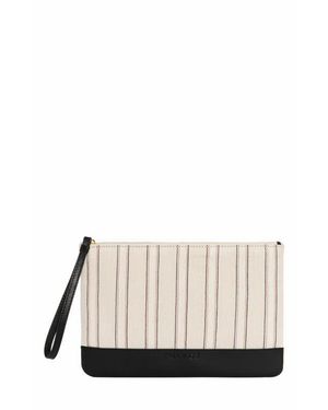 Kai & Vrosi Defne Calfskin & Handloomed Fabric Clutch - White