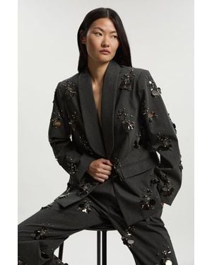 Karen Millen Embellished Single-Breasted Blazer - Black