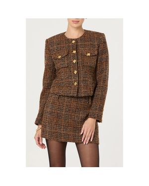 Astr Kyleigh Tweed Jacket - Brown