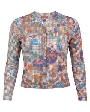 QEW Pique Cardigan Button Front Cardigan - Gray