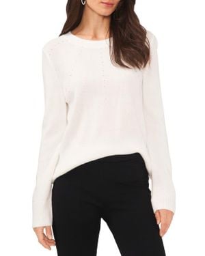Chaus Rhinestone Crewneck Sweater - White