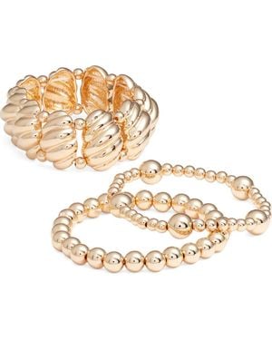 Open Edit Assorted Pack Of 3 Stretch Bracelets - Metallic