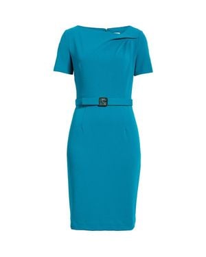 Anne Klein Asymmetric Neck Scuba Crepe Sheath Dress - Blue