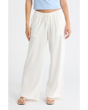 PacSun Alisa Linen Blend Wide Leg Pants - White