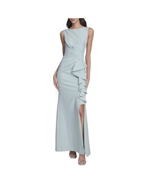 Eliza J Cascade Ruffle Sleeveless Gown - Blue