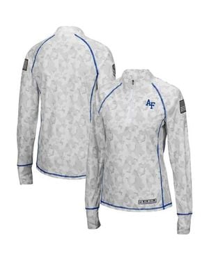 Colosseum Athletics Air Force Falcons Oht Military Appreciation Officer Arctic Camo Fitted Lightweight 1/4-Zip Jacket - Gray