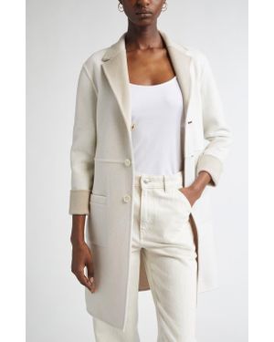 St. John Two-Tone Double Face Wool & Cashmere Coat - White
