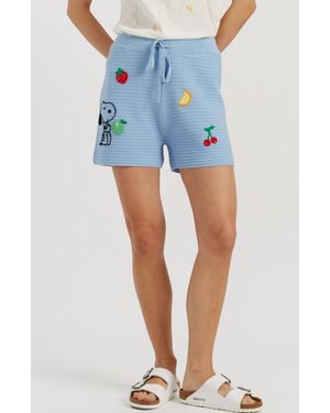 Chinti & Parker Cotton Snoopy Crochet Shorts - Blue