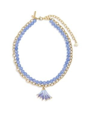 Lele Sadoughi Enamel Lotus Necklace - Blue