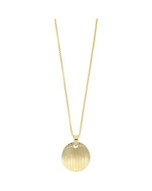 Bony Levy 14K Stripe Disc Pendant Necklace - Metallic
