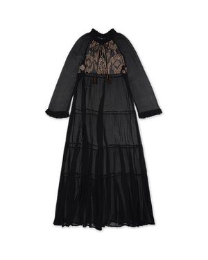 Fortela Arsia Embroidered Silk Chiffon Kaftan Dress - Black