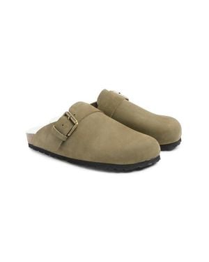 Celtic & Co. Sheep Lined Strap Detail Clog - Green