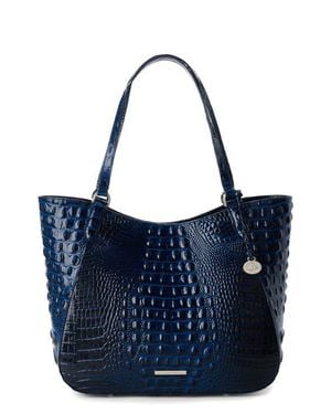 Brahmin Aliza Croc Embossed Leather Tote - Blue