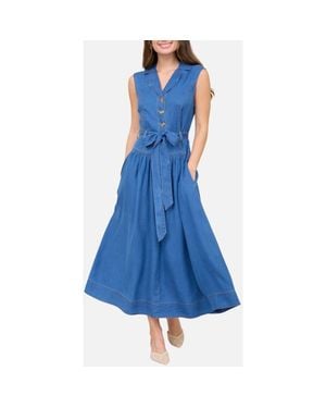 Blu Pepper Tie Waist Dress - Blue