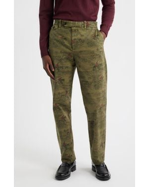 Brooks Brothers Heritage Print Flat Front Stretch Cotton Chinos - Green
