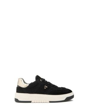 Nero Giardini Retro Faux Shearling Sneaker - Black